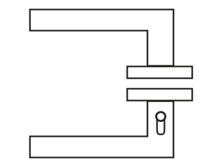 Die Abbildung zeigt eine technische Zeichnung eines linken Smart2lock Griffs in der Ansicht von oben.