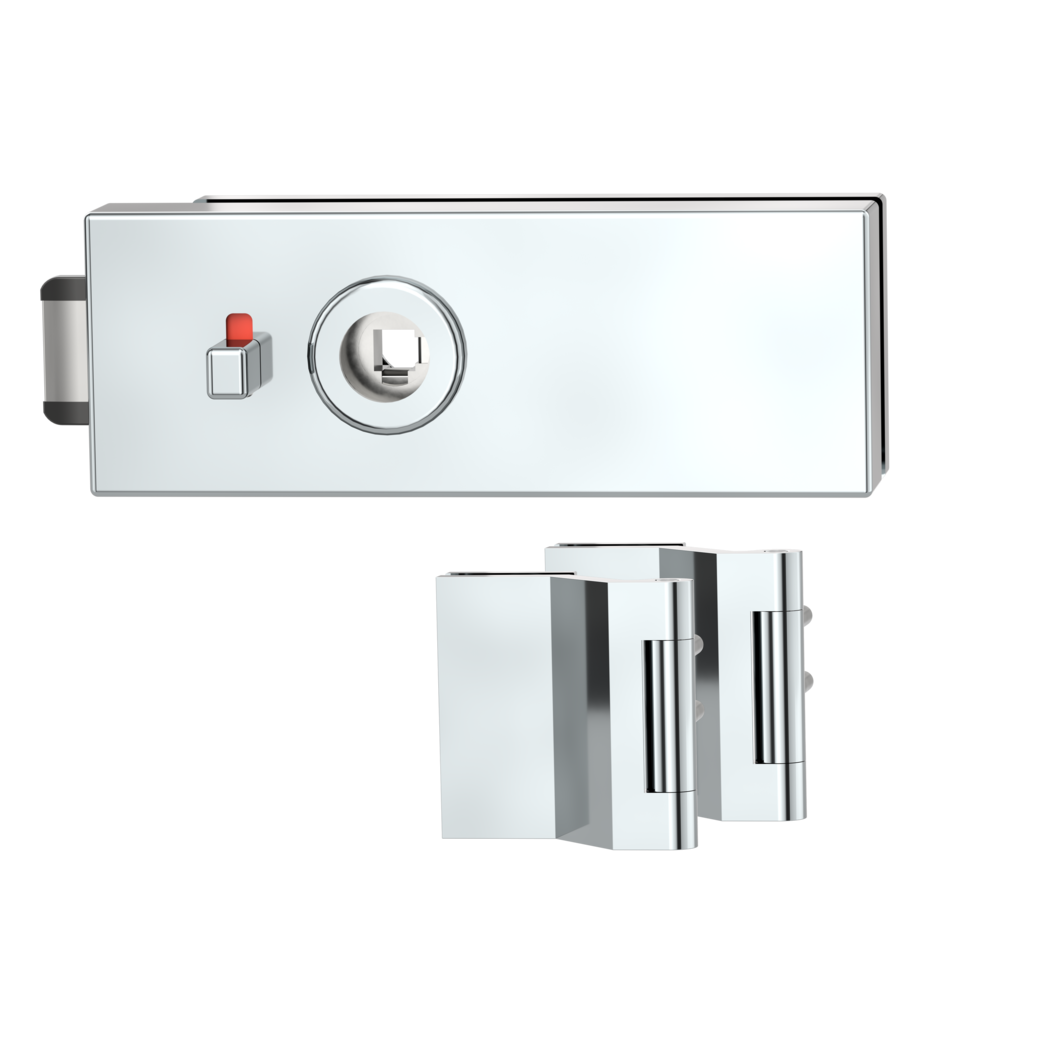 glass door lock set PURISTO S  smart2lock silent 3-part hinges chrome optic