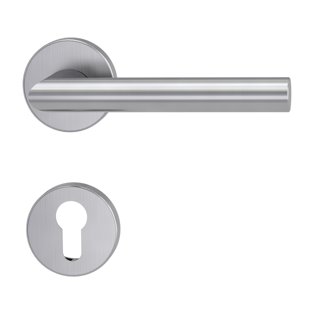 door handle set VIVIA clip on cl3 rose set round euro profile brushed steel