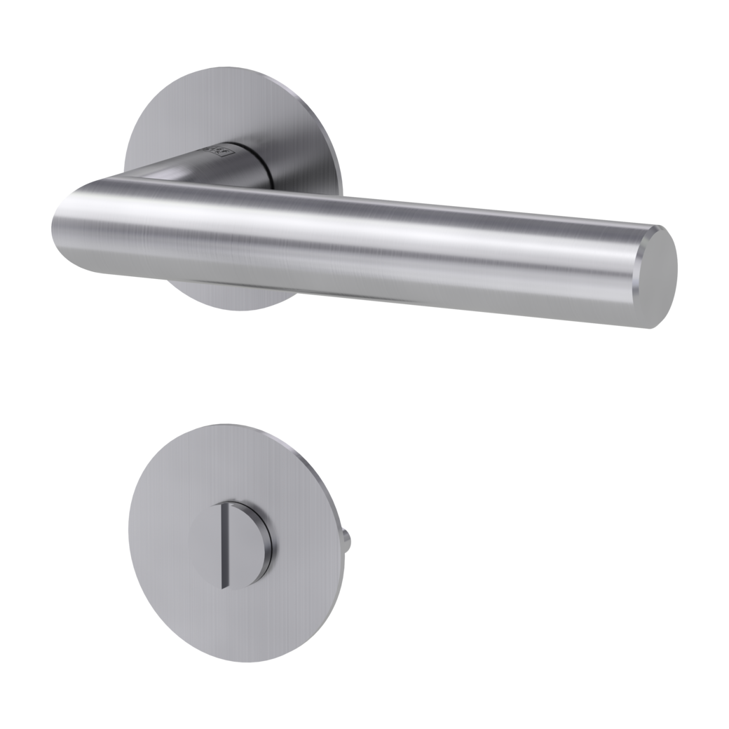 LUCIA PIATTA S door handle set Flat escutcheons round WC satin stainless steel