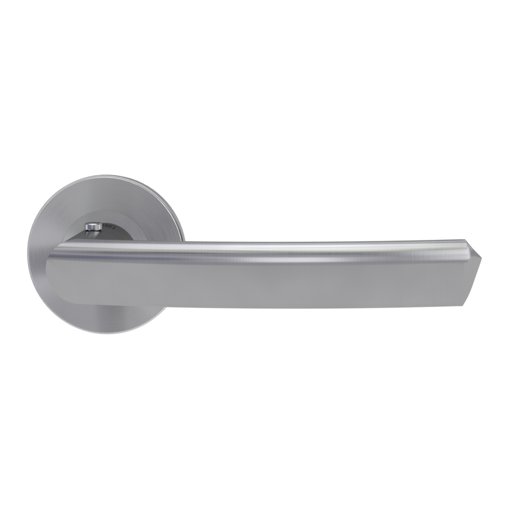 CRYSTAL door handle set Screw-on system round escutcheons smart2lock 2.0 R satin stainless steel