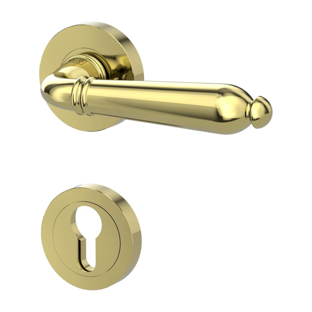 door handle set CAROLA screw on cl4 rose set round euro profile brass look