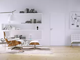 Abbildung Lesezimmer GRIFFWERK Loredana Abbildung zeigt Lesezimmer mit GRIFFWERK Türgriffgarnitur Loredana