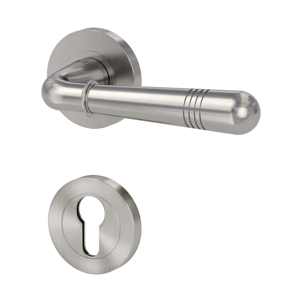 FABIA door handle set Screw-on system GK4 round escutcheons Profile cylinder velvet grey