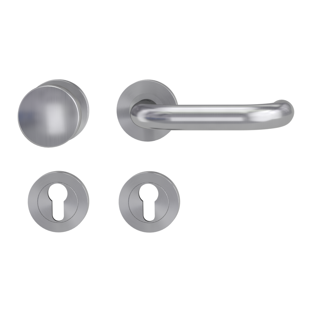 knob handle rose set ALESSIA PROF screw on panic rose set round knob R2 38-50mm brushed steel R