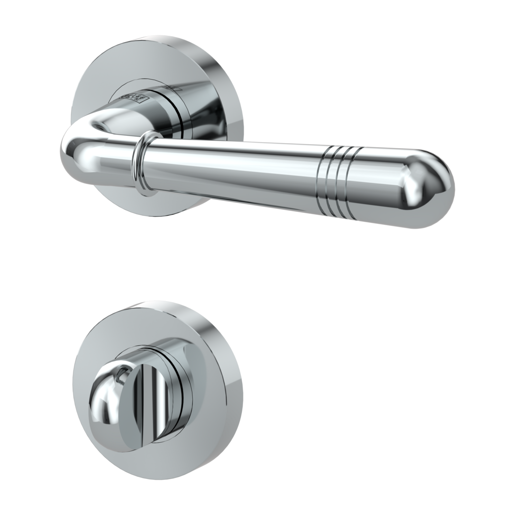 FABIA door handle set Screw-on system GK4 round escutcheons WC chrome