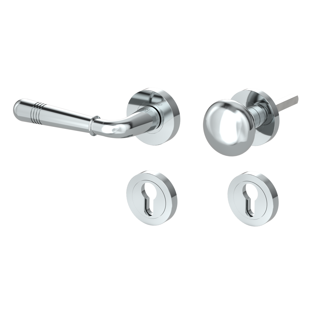 knob handle rose set FABIA screw on cl4 rose set round knob R21 chrome L