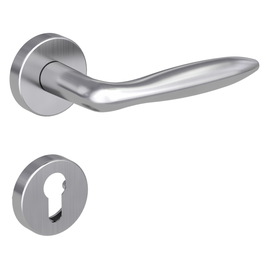 door handle set VERONICA clip on cl3 rose set round euro profile brushed steel