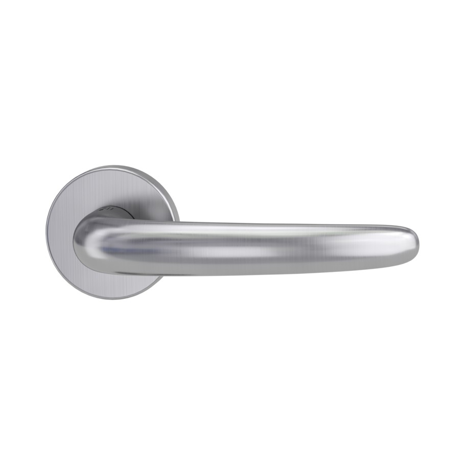 Isolated product image in perfect product view shows the GRIFFWERK rose set ULMER GRIFF in the version unlockable - brushed steel - clip on