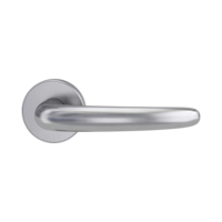 Isolated product image in perfect product view shows the GRIFFWERK rose set ULMER GRIFF in the version unlockable - brushed steel - clip on