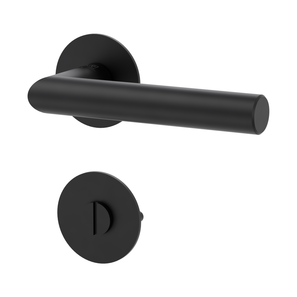 LUCIA PIATTA S door handle set Flat escutcheons round WC graphite black