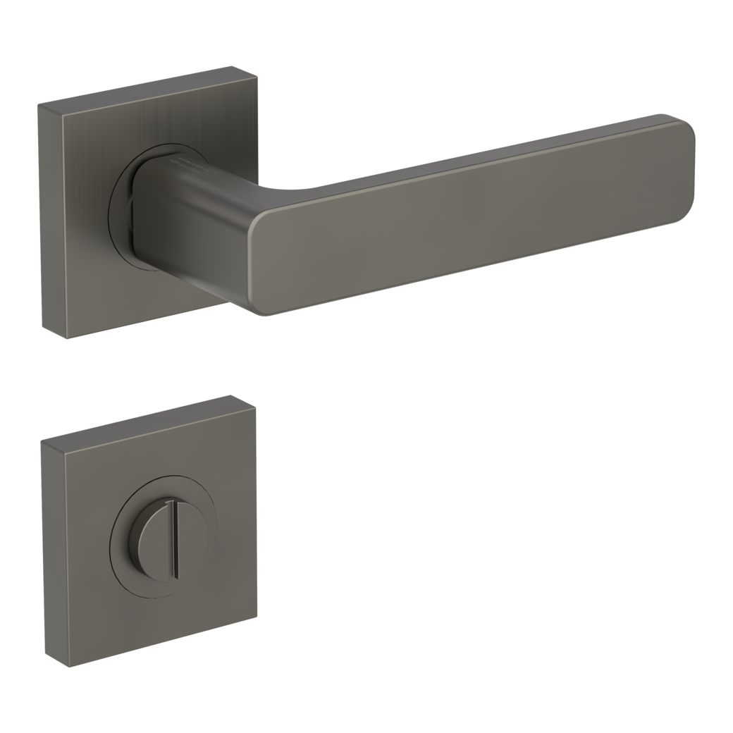 Gar.de poignée de porte MINIMAL MODERN Technique de vissage GK4 rosaces carrées WC gris cachemire