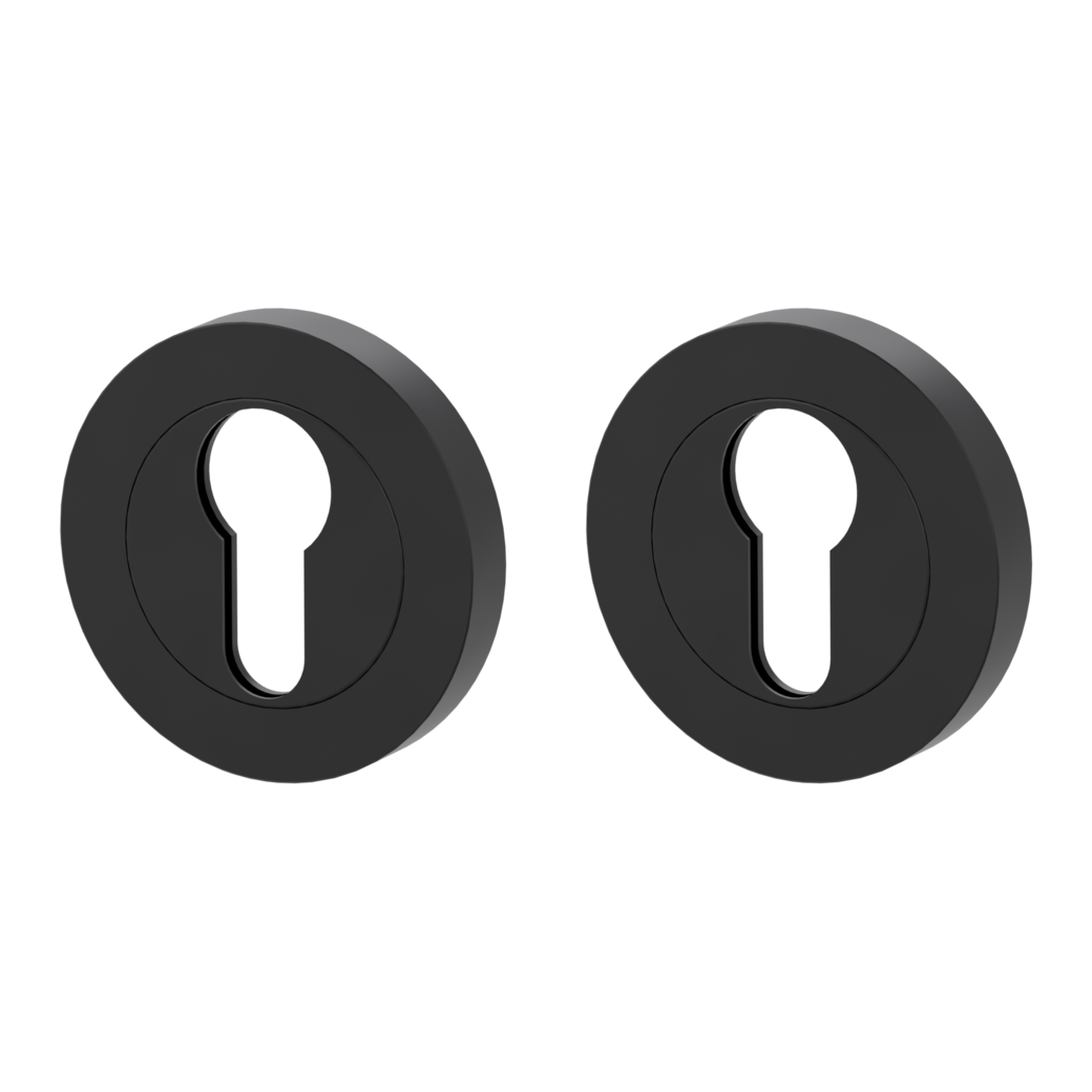 Pair of escutcheons round profile cylinder Screw-on system graphite black