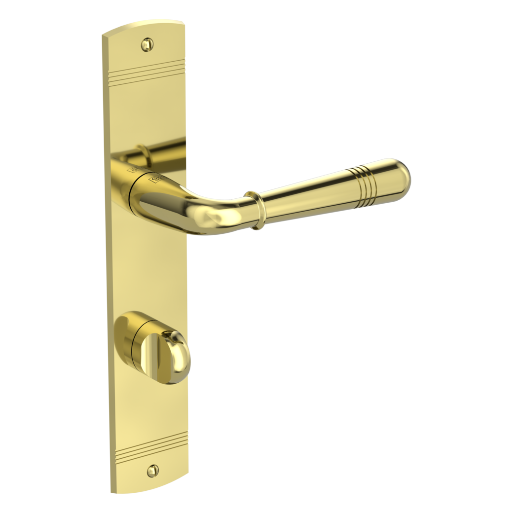 door handle set FABIO deco screw long plate freeform wc brass look