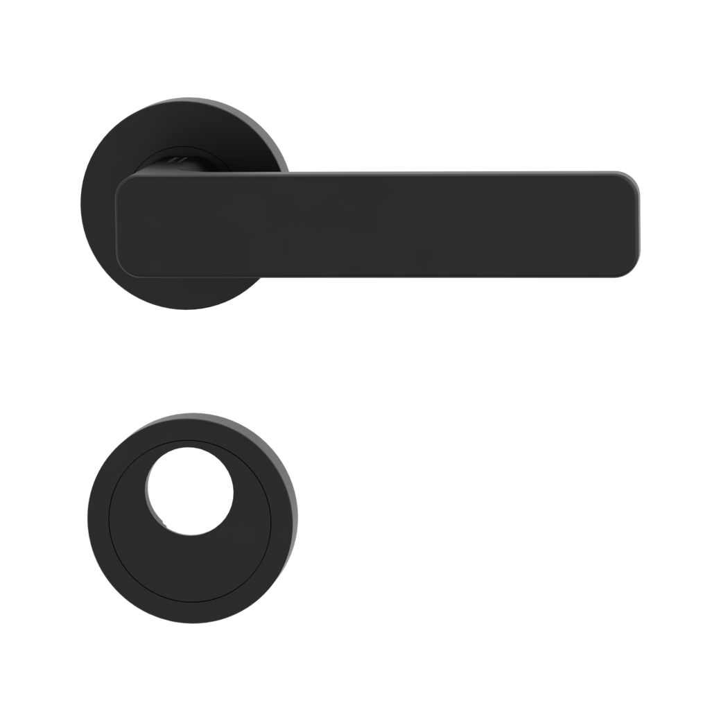door handle set MINIMAL MODERN screw on cl4 rose set round swiss profile graphite black