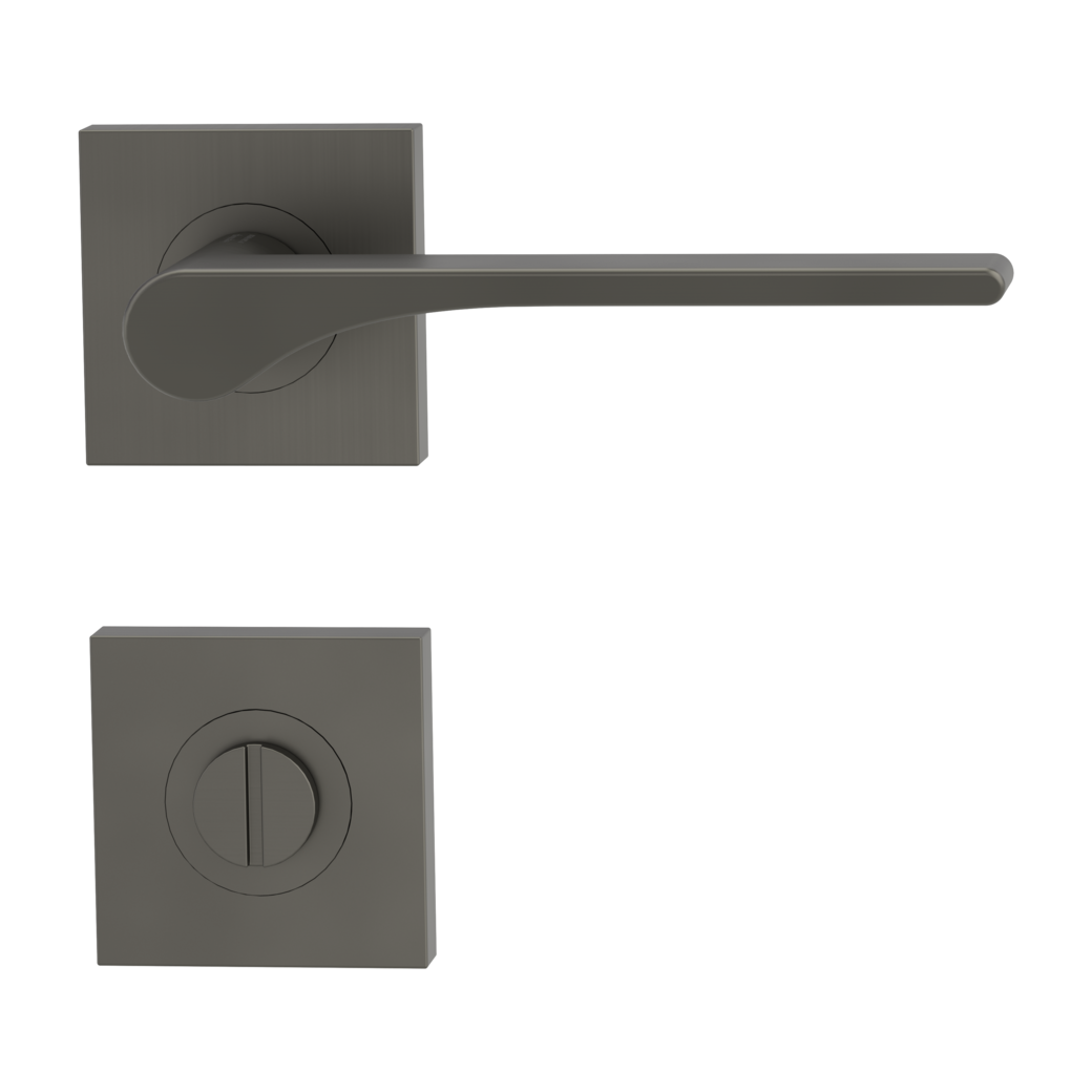 LEAF LIGHT door handle set Screw-on sys.GK4 straight-edged escut. WC cashmere grey