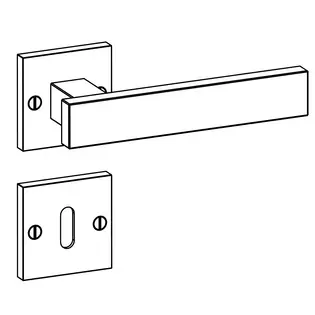 La ilustración muestra un dibujo técnico de la Manillas de puerta SQUARE