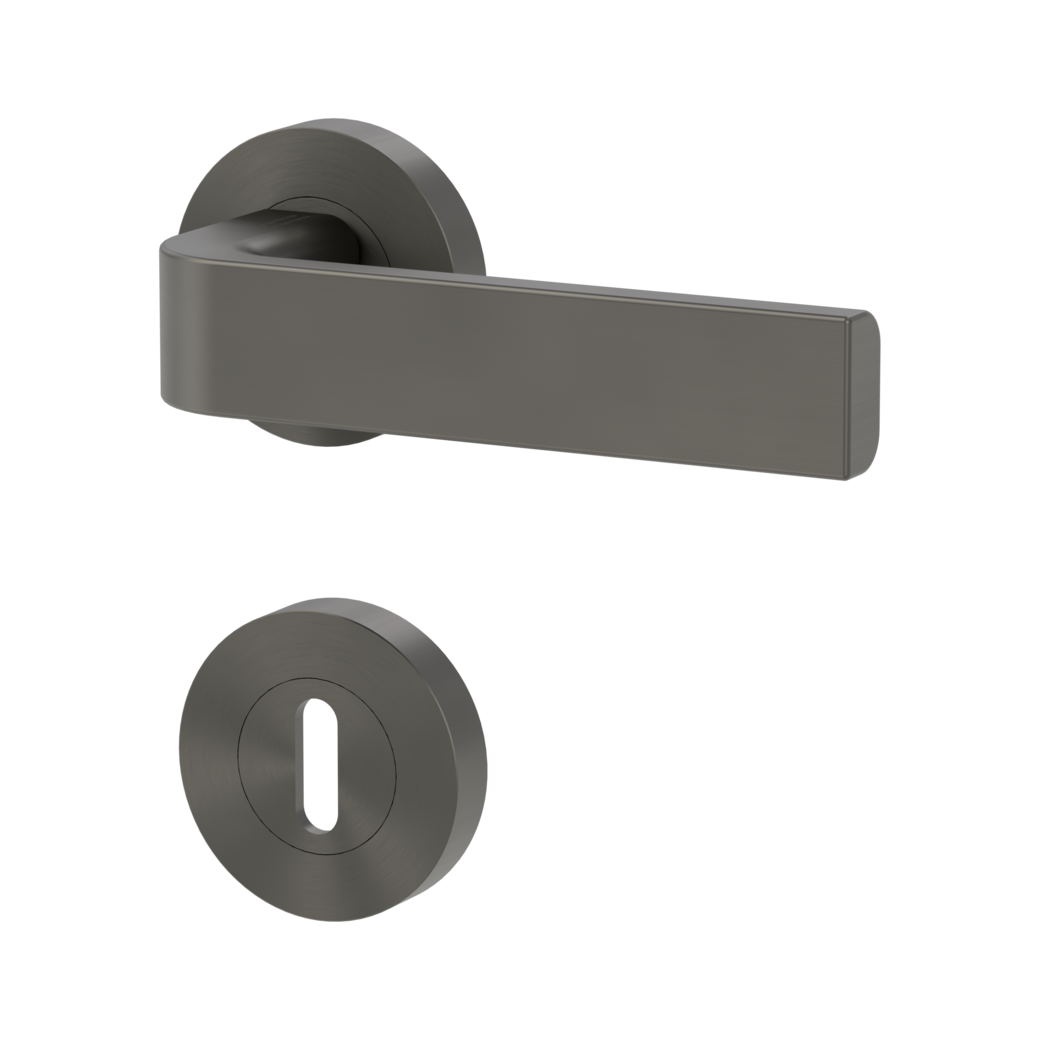 door handle set GRAPH screw on cl4 rose set round mortice lock cashmere grey