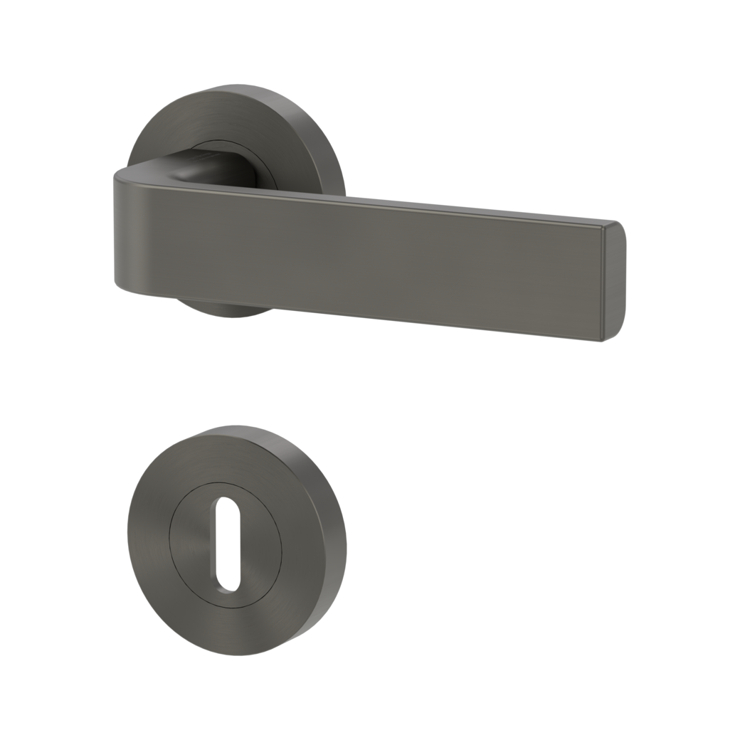 GRAPH door handle set Screw-on system GK4 round escutcheons Cipher bit cashmere grey