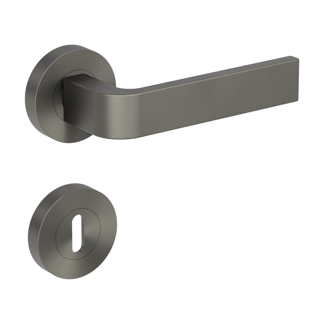 GRAPH door handle set Screw-on system GK4 round escutcheons Cipher bit cashmere grey
