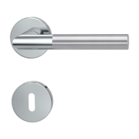 Isolated product image in perfect product view shows the GRIFFWERK rose set ARICA in the version mortice lock - polished/brushed steel - clip on technique