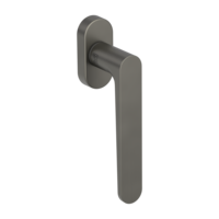 Silhouette product image in perfect product view shows the Griffwerk window handle AVUS in the version unlockable, cashmere grey