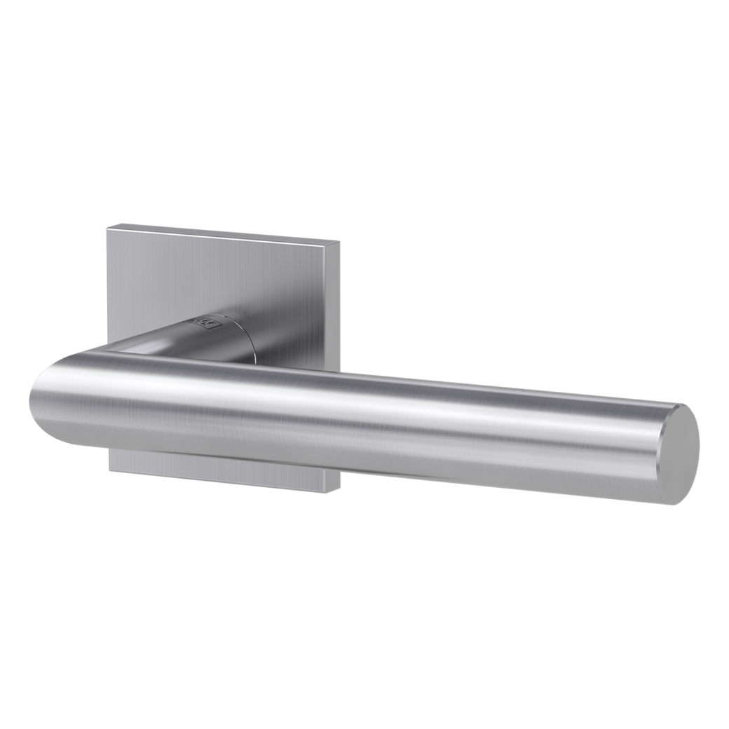 Door handle set VAYA basic 195 LUCIA Fast2Fix Straight-edged escutcheons OS Satin stainless steel Door handle set VAYA basic 195 LUCIA Fast2Fix Straight-edged escutcheons OS Satin stainless steel