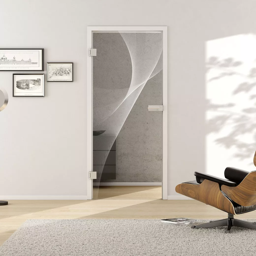 Glass revolving door 3D 623 LSG PURE WHITE clear 709x2097x8.8mm Studio/Office DIN L