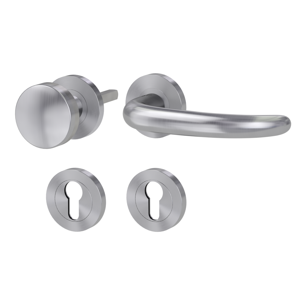 knob handle rose set ULMER GRIFF PROF screw on panic rose set round knob R2 38-50mm brushed steel R