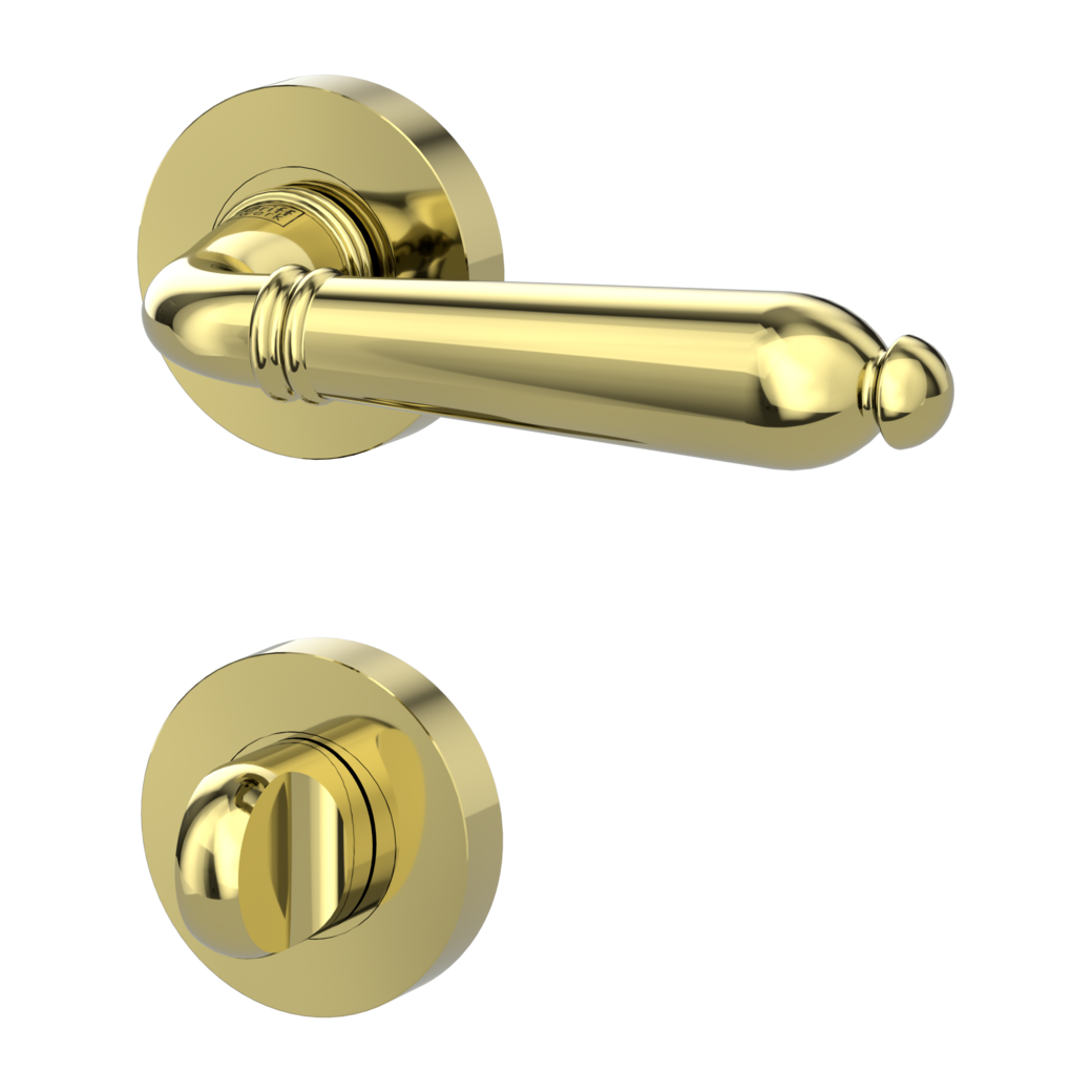 CAROLA door handle set Screw-on system GK4 round escutcheons WC brass effect