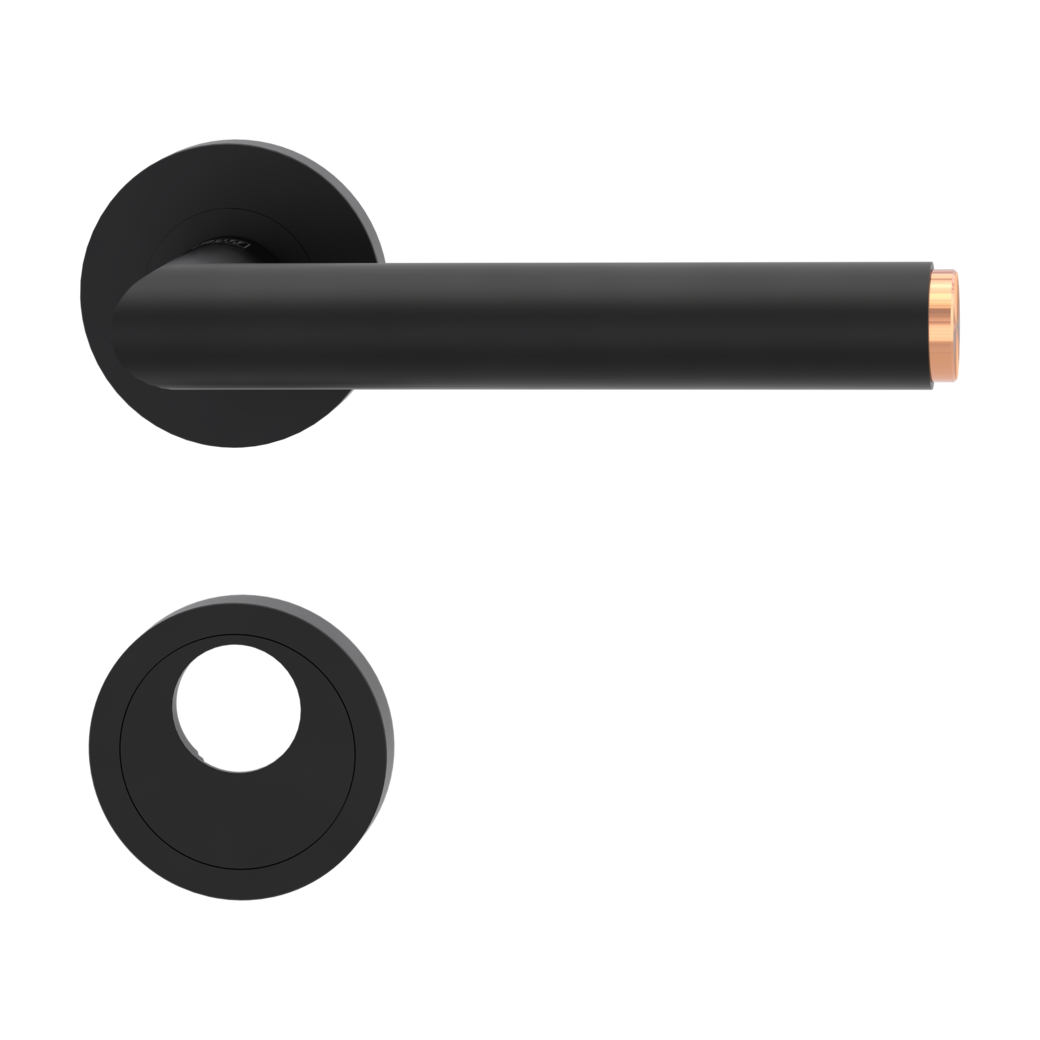 door handle set LUCIA SELECT screw on cl3 rose set round swiss profile graphite black/copper