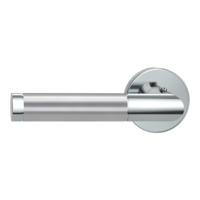 The image shows the Griffwerk door handle set LOREDANA in the version with rose set round smart2lock 2.0 clip on polished/brushed steel