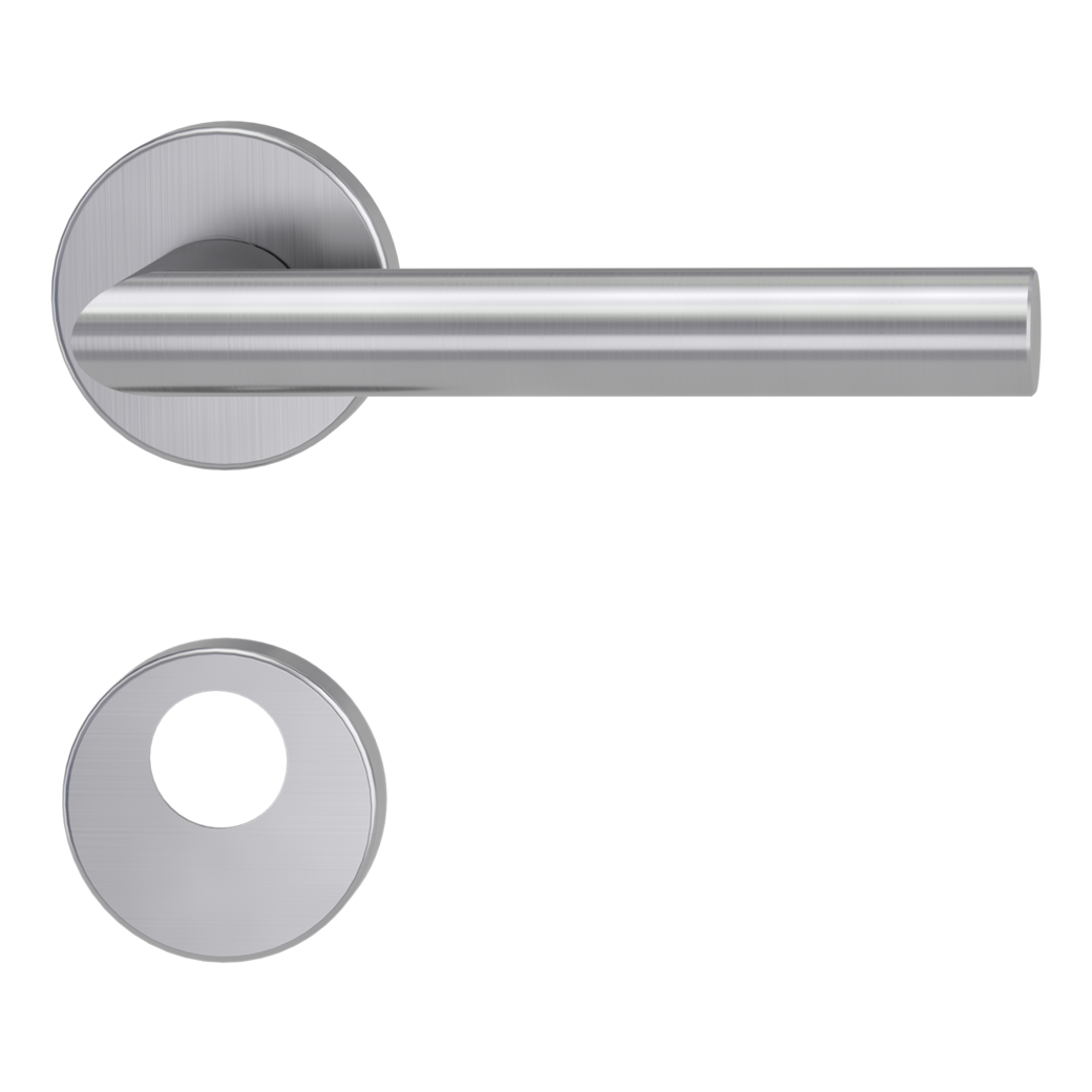 door handle set VIVIA clip on cl3 rose set round swiss profile brushed steel