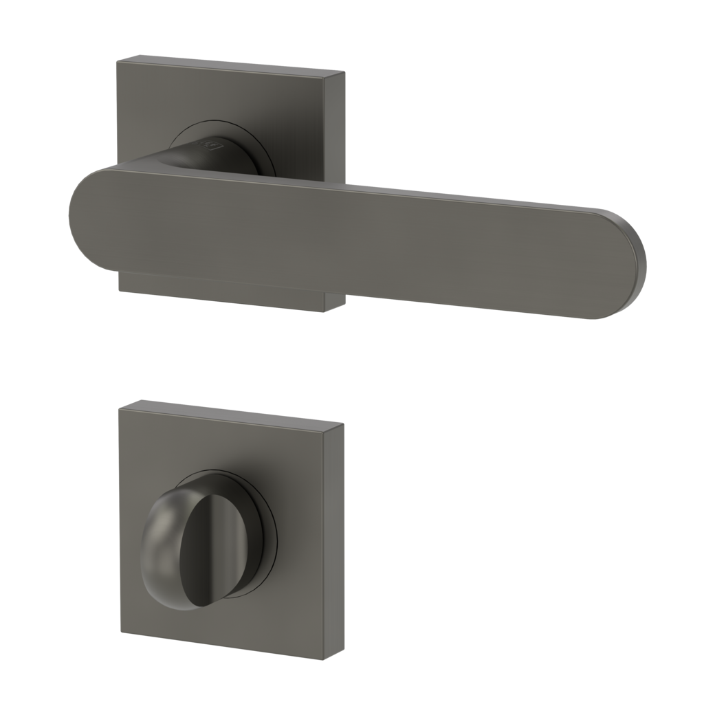 AVUS door handle set Screw-on sys.GK4 straight-edged escut. WC cashmere grey