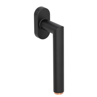 Product image shows Griffwerk window handle LUCIA SELECT unlockable, graphite black/copper Silhouette product image in perfect product view shows the Griffwerk window handle LUCIA SELECT in the version unlockable, graphite black/copper