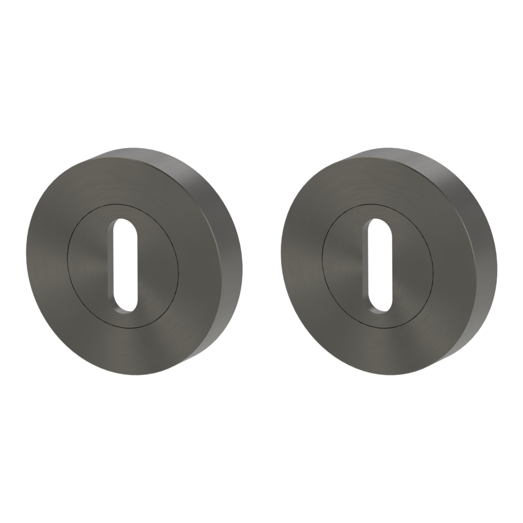 Pair of escutcheons zinc round cipher bit Screw-on system cashmere grey