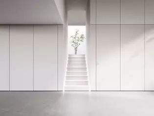 Manillas de puerta ONE Blanco La ilustración muestra dos puertas blancas con las Manillas de puerta ONE montadas en la Superficie Blanca.