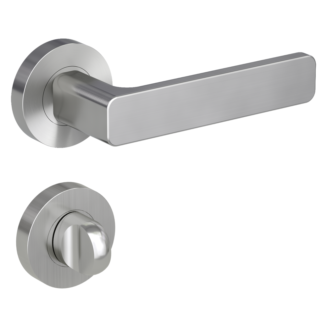 Gar.de poignée de porte MINIMAL MODERN Technique de vissage GK4 rosaces rondes WC gris satiné