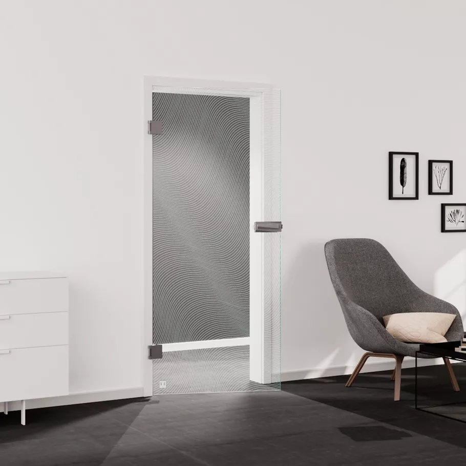 Glasdrehtür WAVE 563 ESG BASIC GREEN klar 709x1972x8mm Studio/Office DIN L