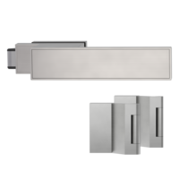 Silhouette product image in perfect product view shows the GRIFFWERK glass door lock set FRAME in the version unlockable, velvety grey, 3-part hinge set