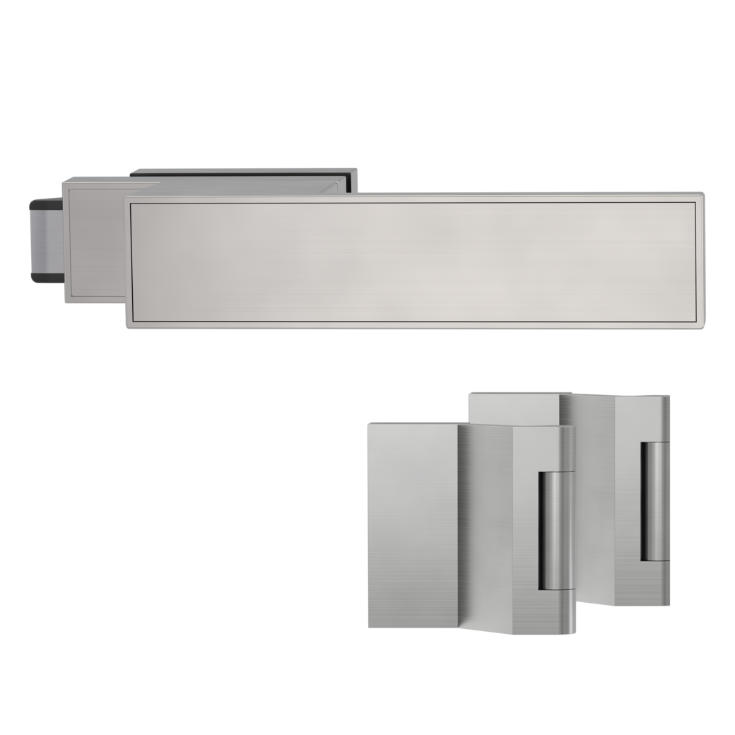 glass door lock set FRAME unlockable R silent 3-part hinges velvety grey