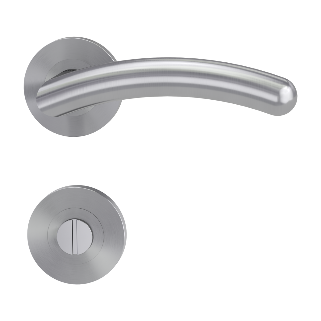 door handle set SAVIA PROF screw on cl3 rose set round wc brushed steel