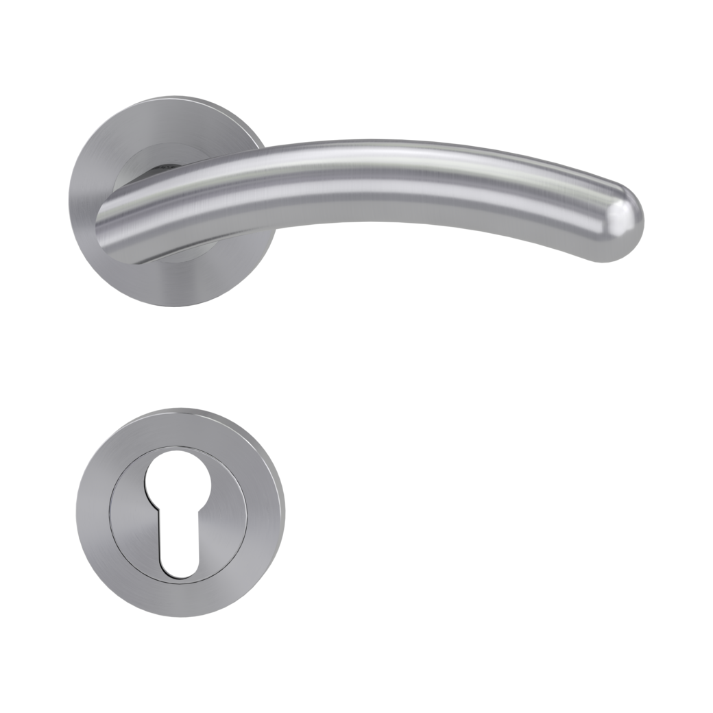 door handle set SAVIA PROF screw on cl3 rose set round euro profile brushed steel
