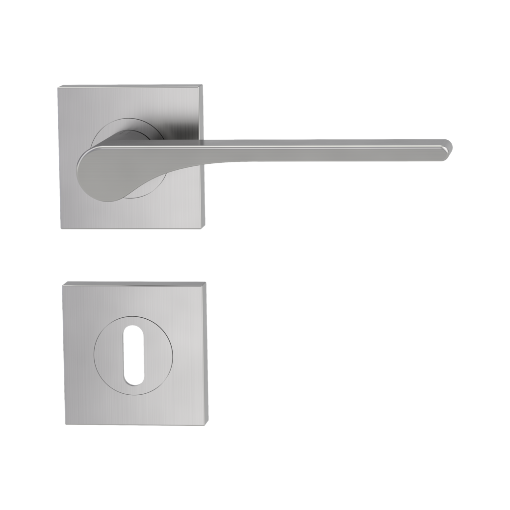 LEAF LIGHT door handle set Screw-on sys.GK4 straight-edged escut. Cipher bit velvet grey