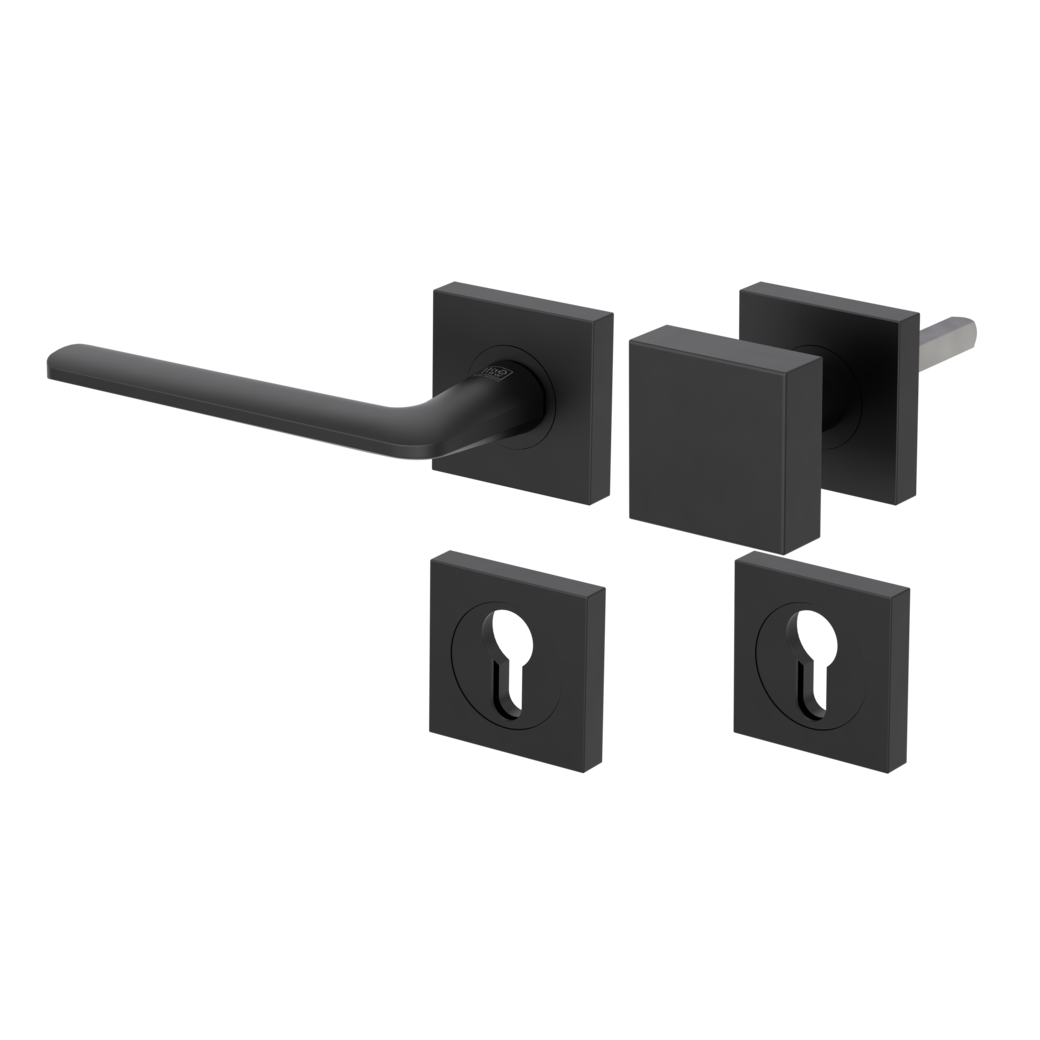 REMOTE alternate set Screw-on sys.GK4 straight-edged escut. Knob SQUARE graphite black L