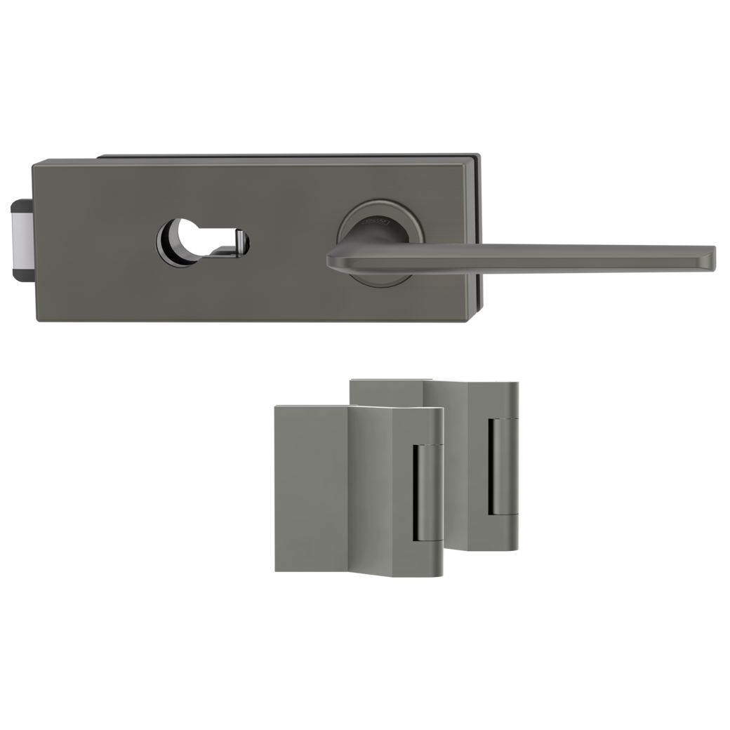 PURISTO S glass door fitting set Quiet profile cylinder 3-pc. hinges REMOTE cashmere grey
