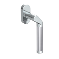 Silhouette product image in perfect product view shows the Griffwerk window handle CORINNA in the version unlockable, chrome/brushed steel