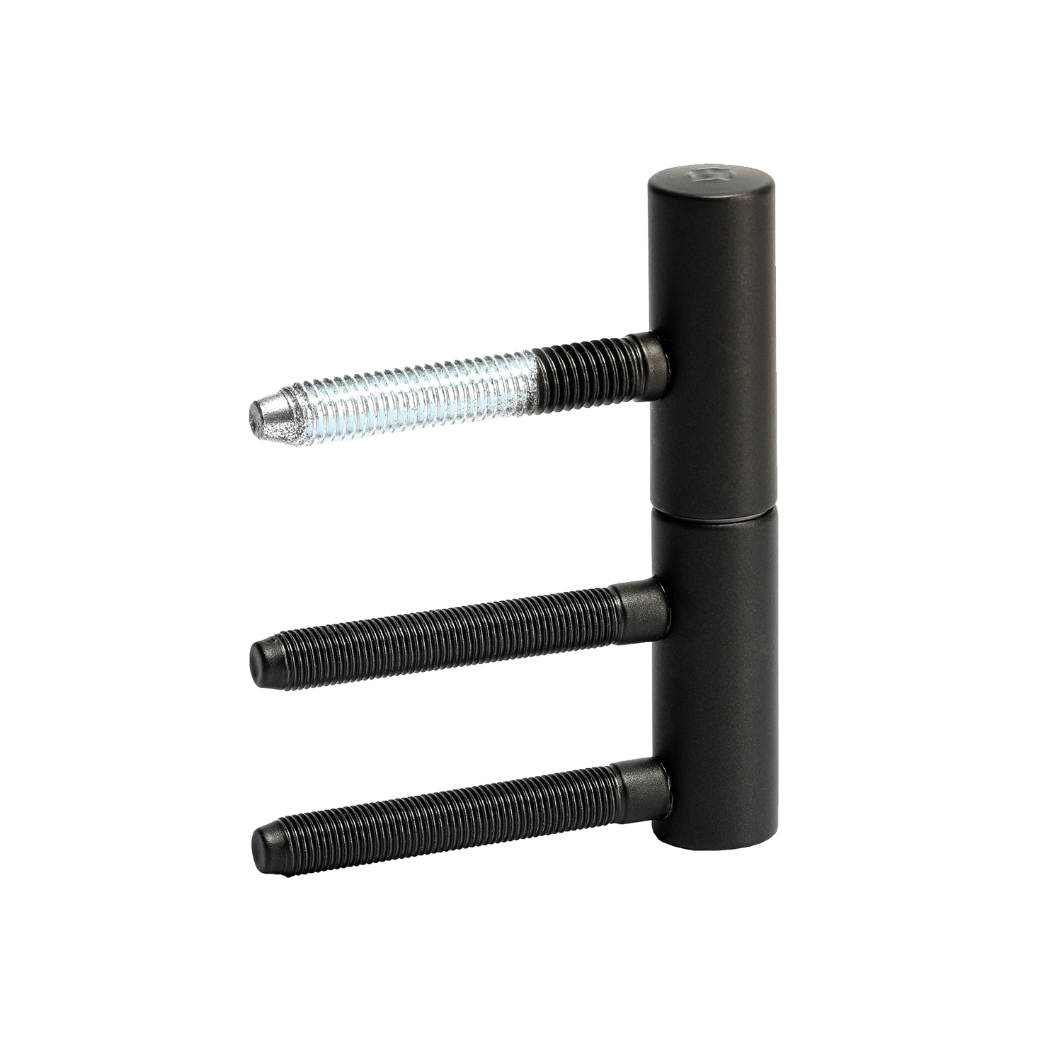 2-part wooden door hinge in the surface graphite black, in the isolated view